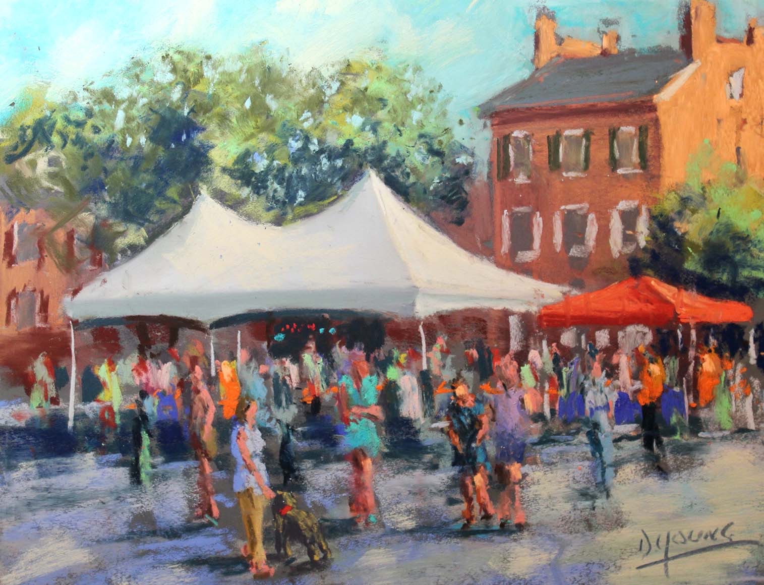 “Street Fair” by Dennis Young, 2019, oil, 11 x 14 in., Available from Mo’zArt Gallery, New Castle, DE, Plein air