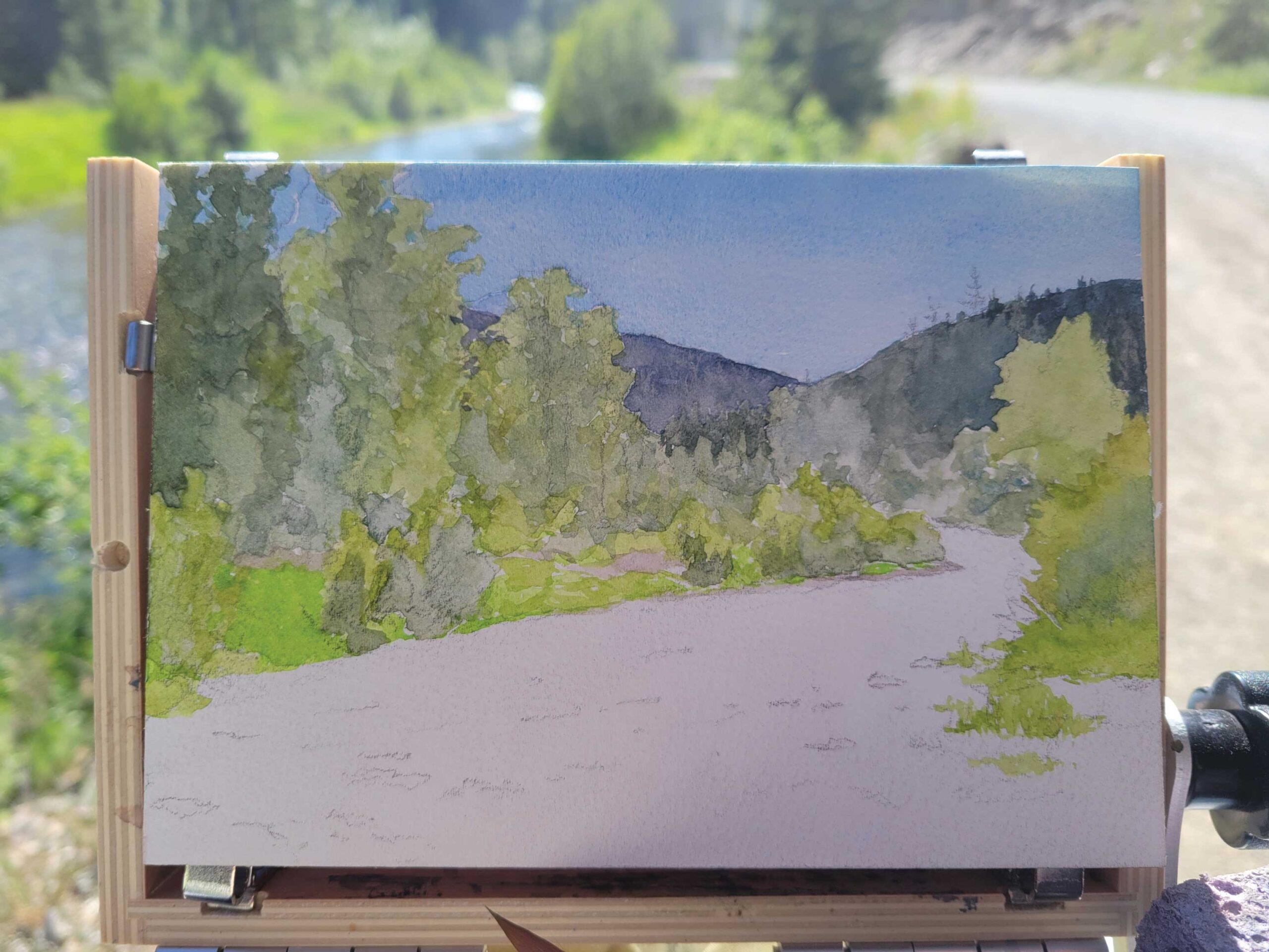 Step 2 of the plein air painting demonstration