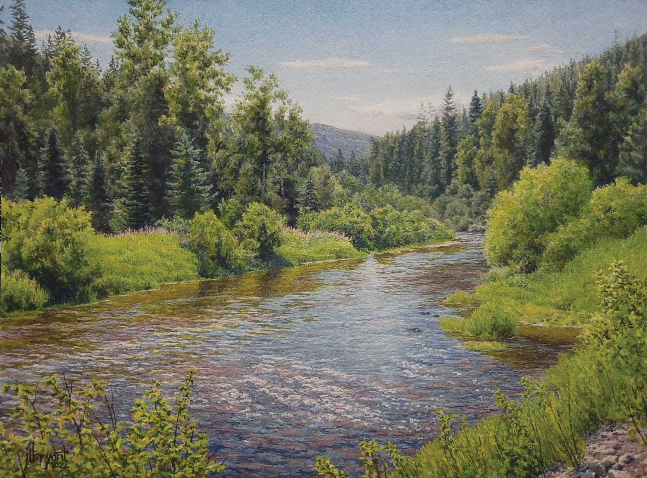 Jessica L. Bryant, "Teepee Creek," 2021, watercolor, 9 x 12 in., Private collection, plein air and studio