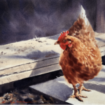 A Rural Heart, in Art and Life Caitlin Leline Hatch, "Morning Chores,” watercolor on paper, 10 x 11 in.
