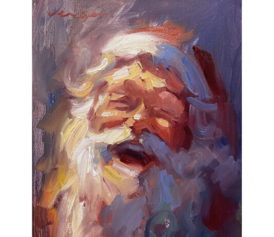 Ryan Jensen, "Happy Santa," oil on canvas, 16 x 20 in.; Sold