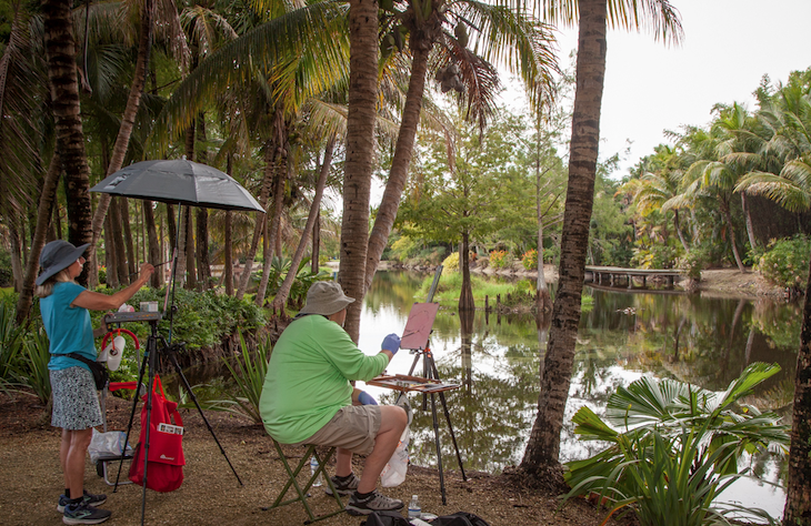 plein air artists Nancy Tilles and Carol Stoveland "Painting in Paradise"; Photo by Williams W. Combes