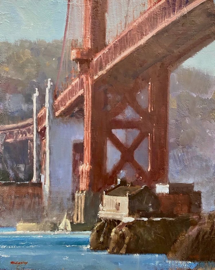 Randy Sexton, "Bridging the Gap," 2023, oil on canvas, 20 x 16 in.