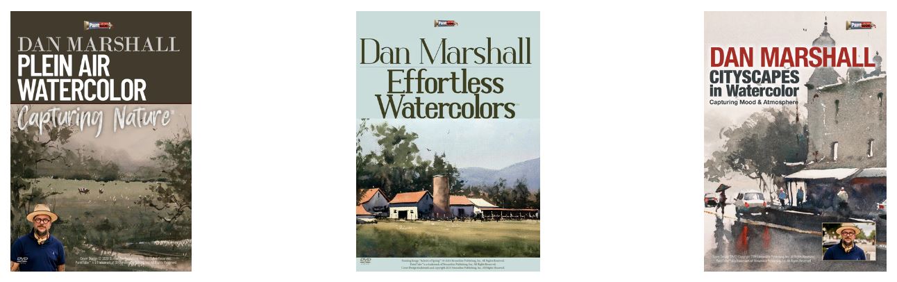Browse Dan Marshall's art video workshops on how to paint with watercolor here!