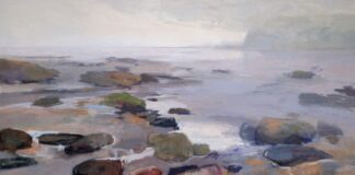 PleinAir Salon - Maria Josenhans, “Endless Agate Beach,” Oil, 36x60 in.
