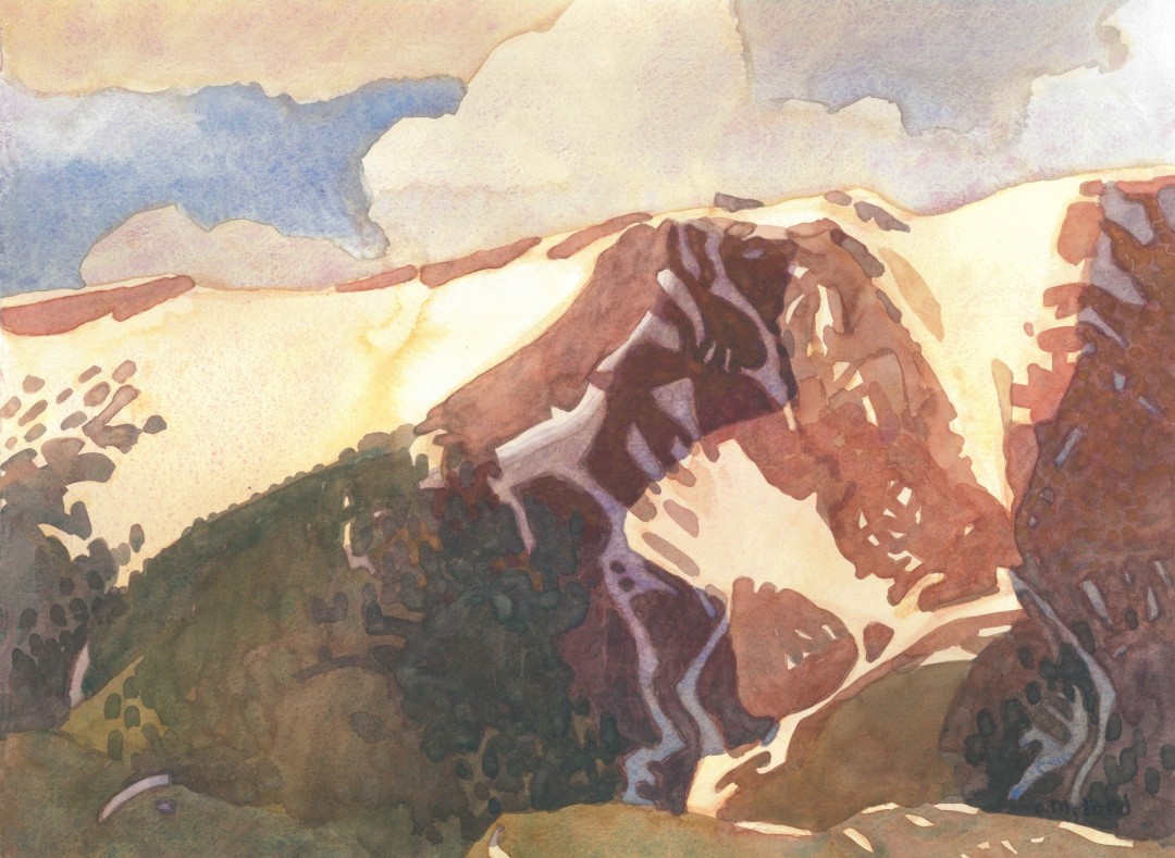 Carolyn Lord, “June Snow,” Watercolor, 11x15 in.