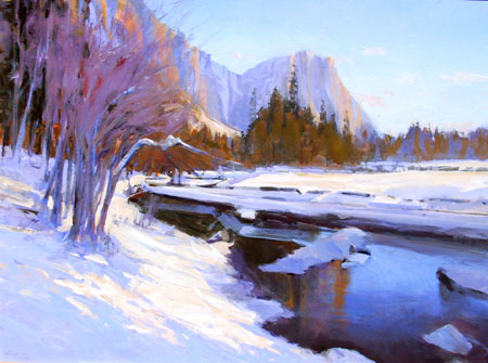 Marcia Burtt, "Snow Blanket, Yosemite Valley," acrylic, 20 x 30 in.