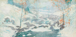 Plein air painting - John Henry Twachtman, "Icebound," c. 1889, oil on canvas, 25 1/4 x 30 1/8 in., The Art Institute of Chicago, Friends of American Art Collection