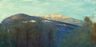 Plein air art history - Abbott Handerson Thayer, "Mount Monadnock," 1911/1914, oil on canvas, 22 3/16 x 24 3/16 in., National Gallery of Art, Corcoran Collection (Museum Purchase, Anna E. Clark Fund)