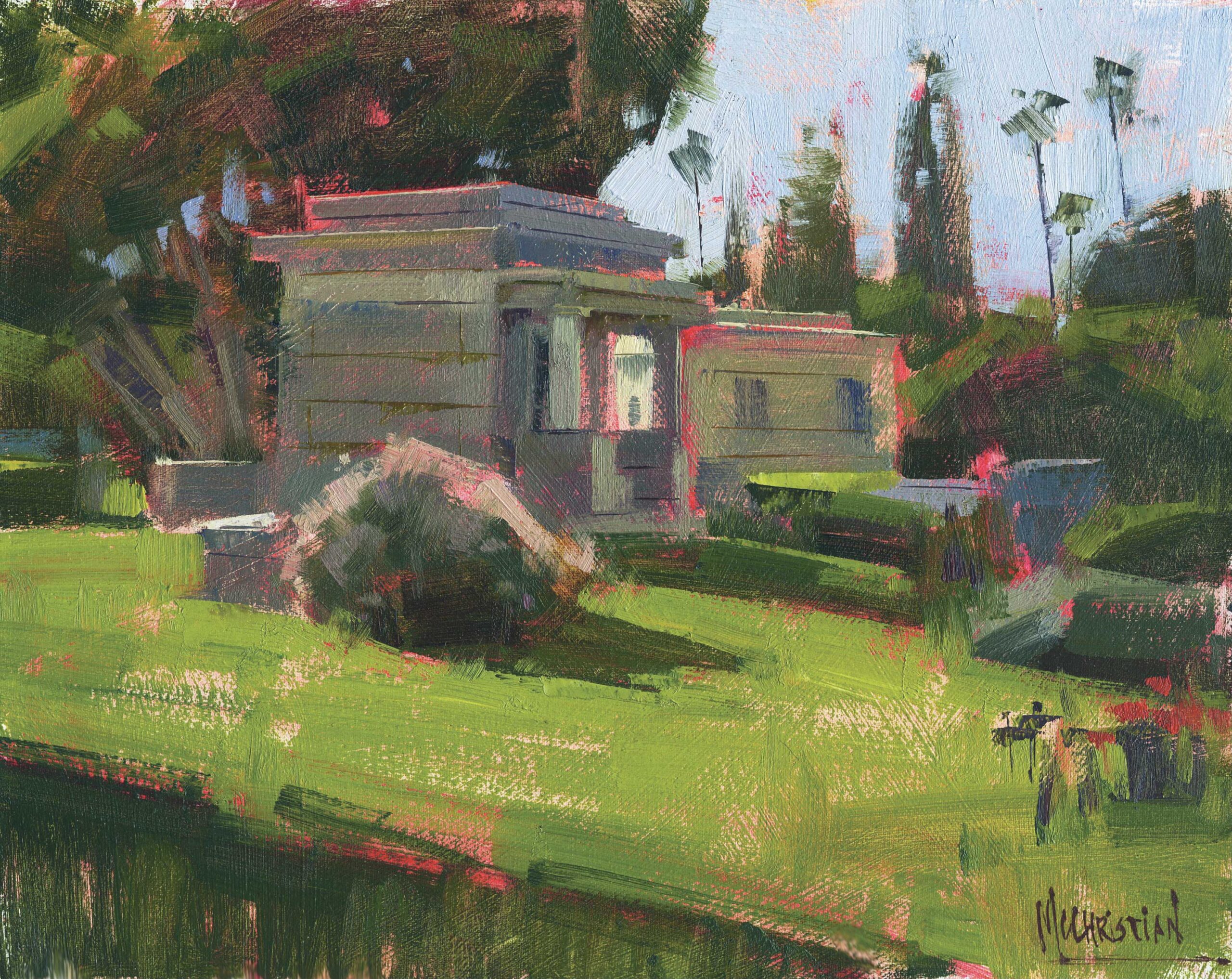 Landscape painting - Jennifer McChristian, “Afternoon Shadows,” 2020, oil on panel, 8 x 10 in., Collection the artist, Plein air
