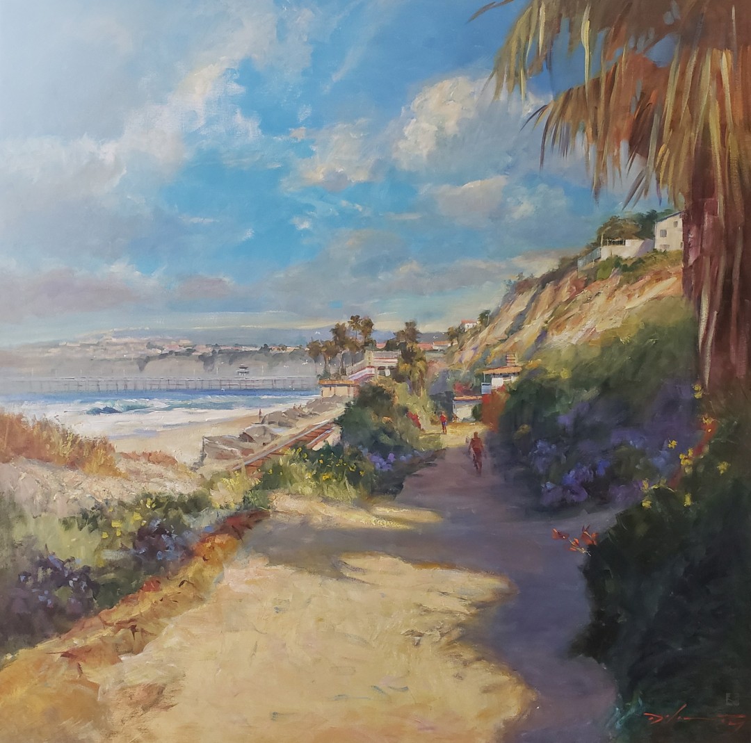 Rick J. Delanty (San Clemente, CA), “Beach Trail, San Clemente,” Acrylic, 48x48 in.