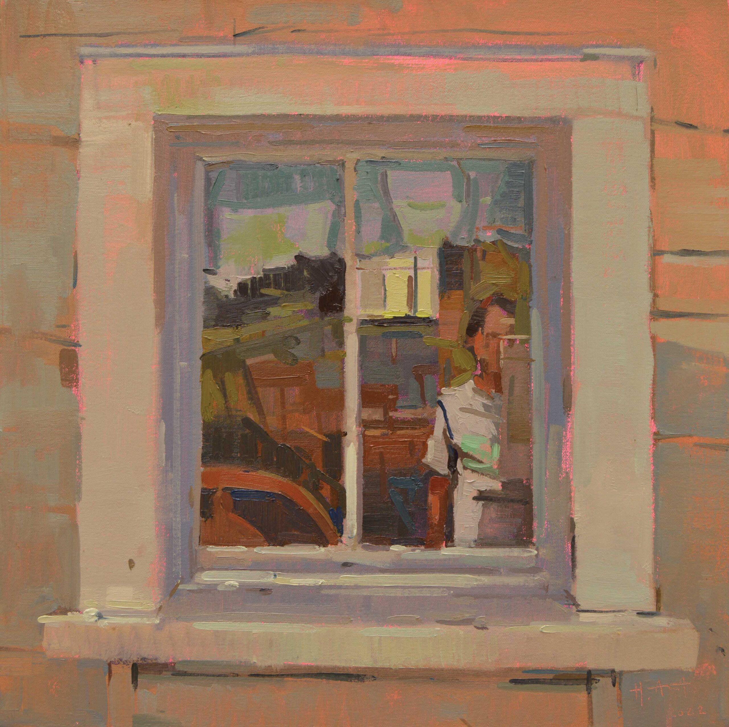 Hector Arcuna, "Corner of the Past," 2022, oil, 18 x 18 in., available from Pink Llama Gallery, plein air