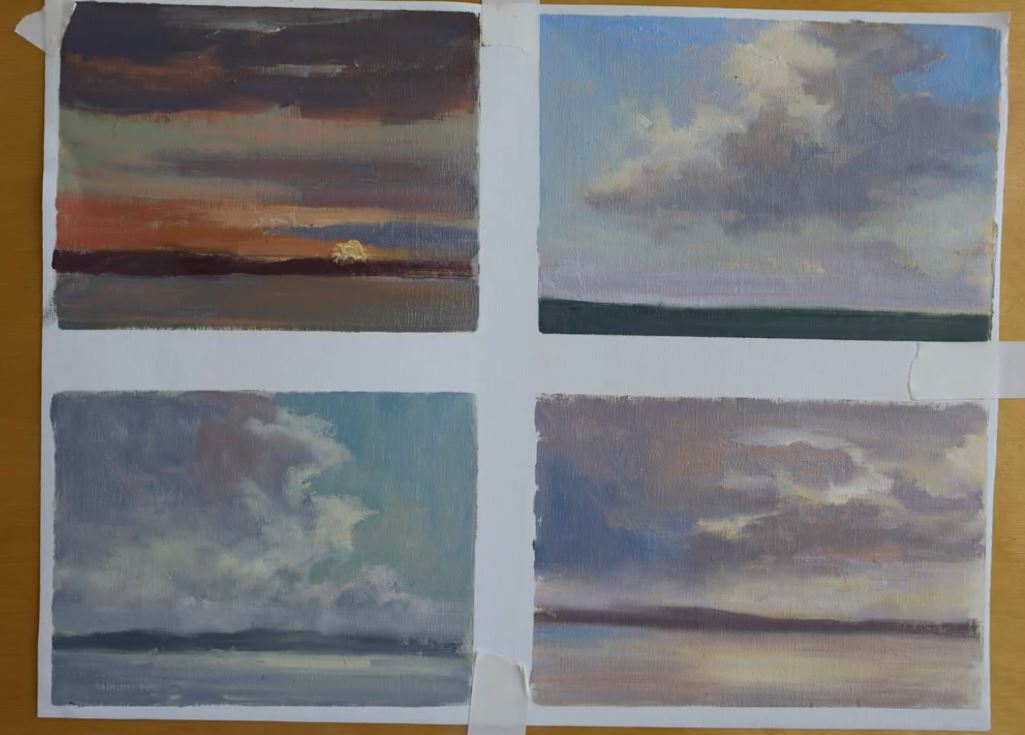 Mary Garrish's four quick cloud studies