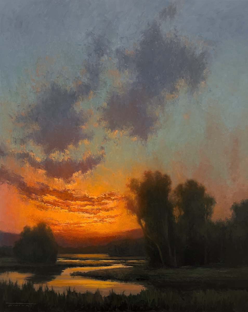 Jane Hunt, "Ablaze,” oil, 30 x 24 in.