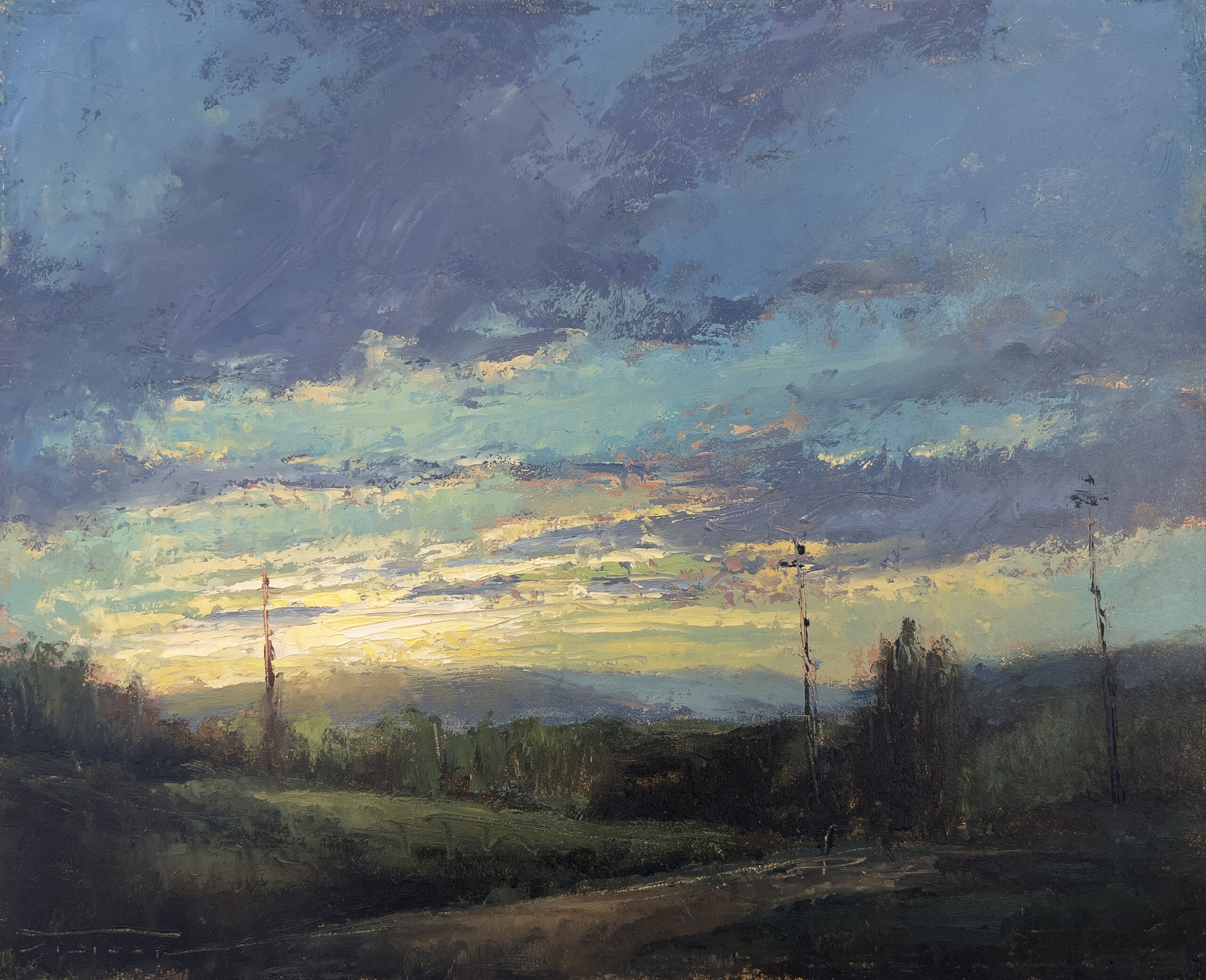 Jane Hunt, “Last Light,” plein air, 8 x 10 in.