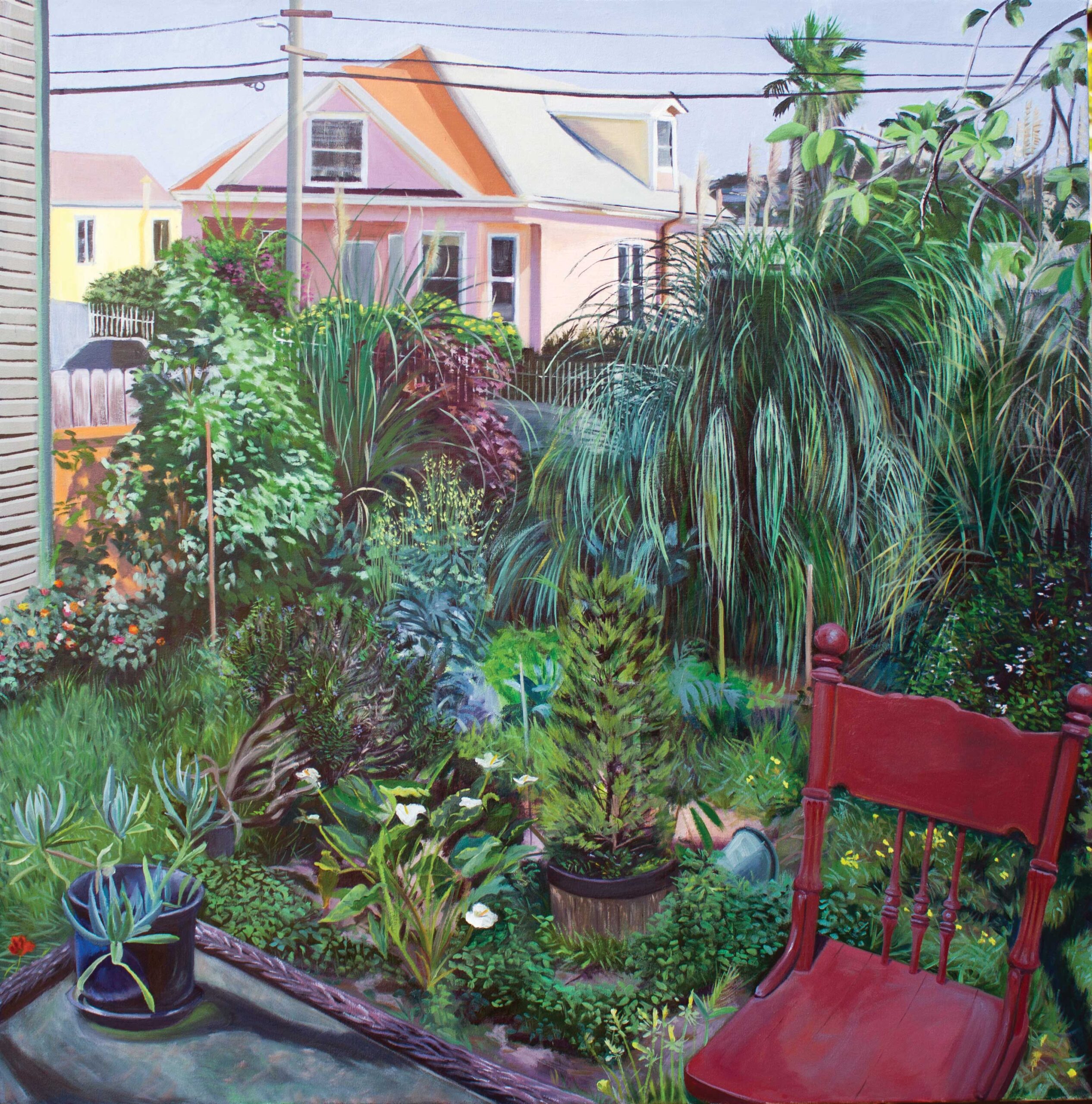 Tom Colcord, "The Backyard … Or at Least How I Remember It," 2021, oil, 30 x 30 in., private collection, plein air