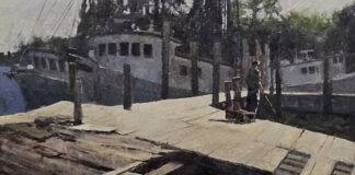 Olmsted Plein Air - "Watch Your Step" by Neal Hughes, 20x24 in., Oil on Linen Canvas