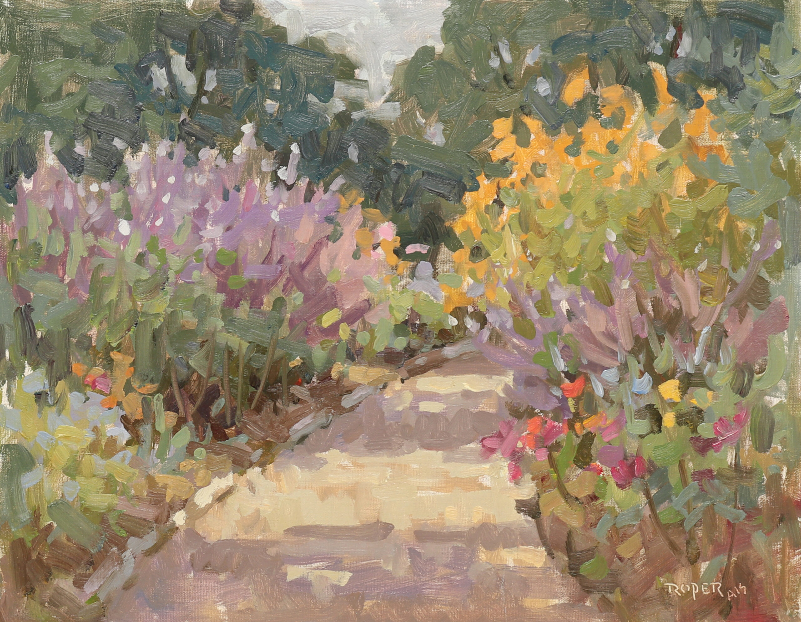 2. Stuart Roper, “Autumn in Clark Gardens,” 2018, oil, 11 x 14 in., Available from artist, Plein air