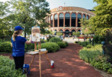 Theresa Kasun painting on location at the Mets stadium