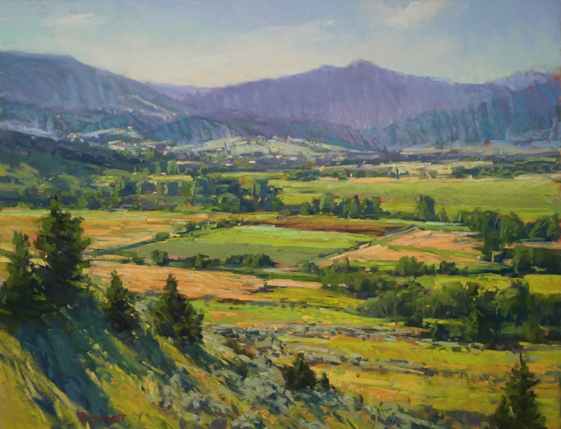 Aaron Schuerr, “Gallatin Valley Quilt,” Pastel, 14x18 in.