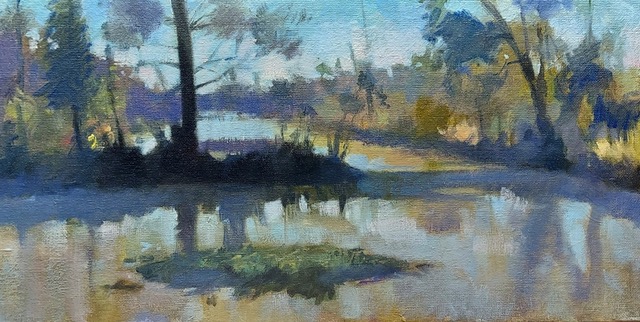 Plein air painting of the Bayou area
