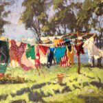 Debra Huse, “Suits ’n’ Boots,” 2019, oil, 16 x 20 in., Private collection, Plein air