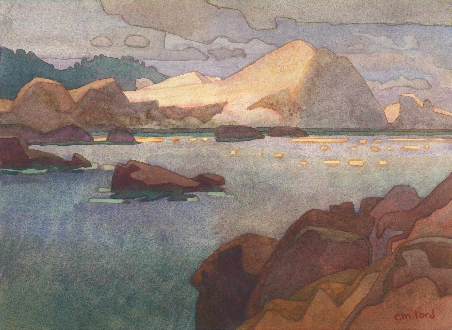 Carolyn Lord, “Vista to Bird Island,” Watercolor, 11x15 in.