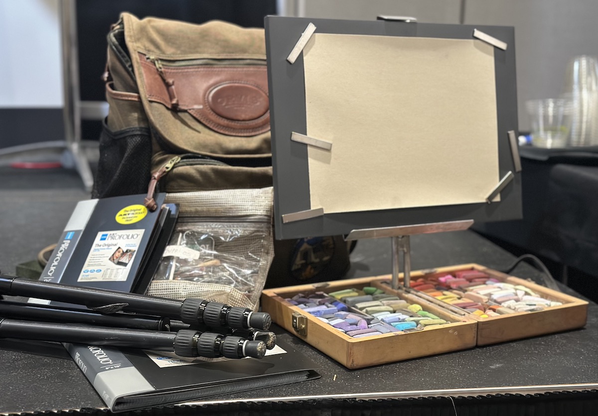 painting with pastels - Karen Margulis's palette and plein air tools and equipment.