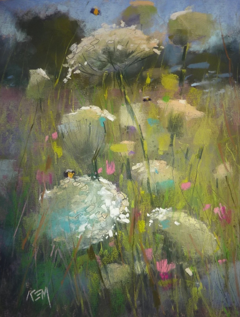 Karen Margulis, “Contemporary Wildflowers Queen Annes Lace,” Pastel, 14 x 11 in.