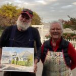 That’s My House You’re Painting! Barbara Tapp with the gentleman who bought her plein air watercolor painting on site