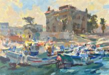 Happening Now: 6th Annual Plein Air Live Kevin Macpherson, “Isola de Favignana Harbor, Sicily,” Acrylic, 11x14 in.