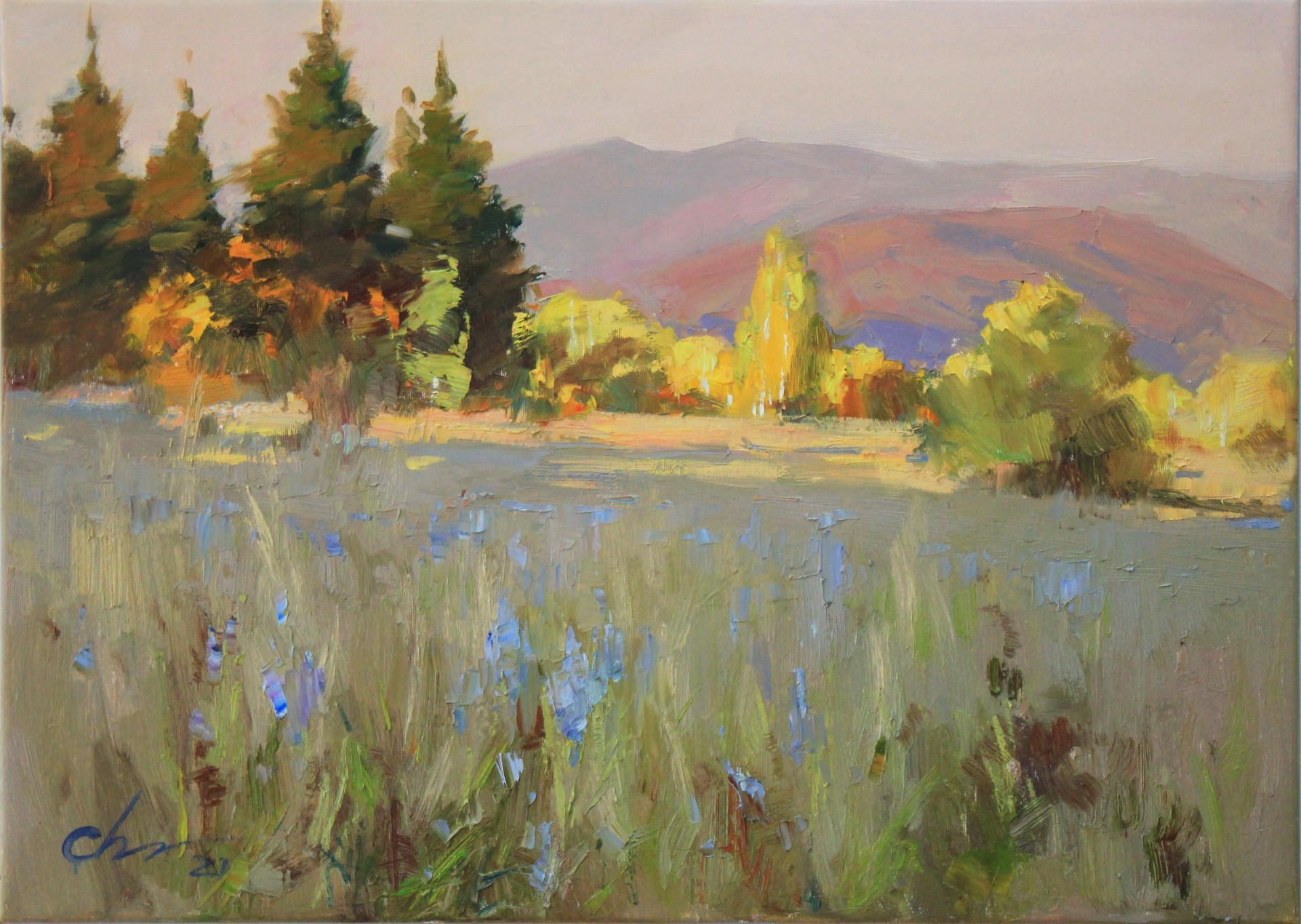Best Plein Air Landscape: Sergei Chernyakovsky (Ukraine), “Evening Day in the Mountains,” Oil, 19.7x27.5 in.