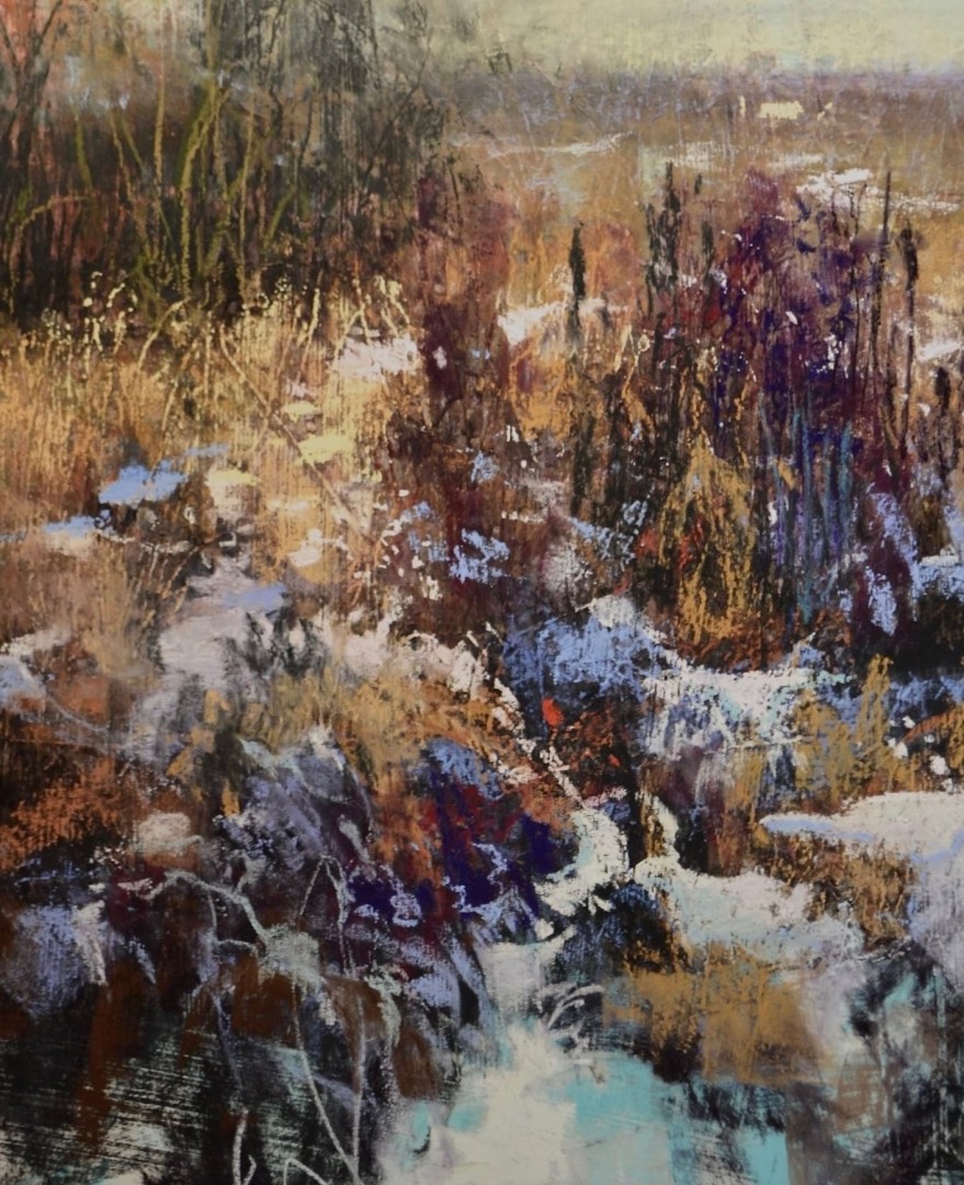 PleinAir Salon art competition - Second Place Overall: Tom Christopher, “Midwest Winter Textures," Pastel, 24x18 in.