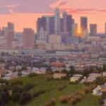 Paintings of Los Angeles - "Good Evening LA" (oil on canvas, 18 x 24 in.) by Simon Lok