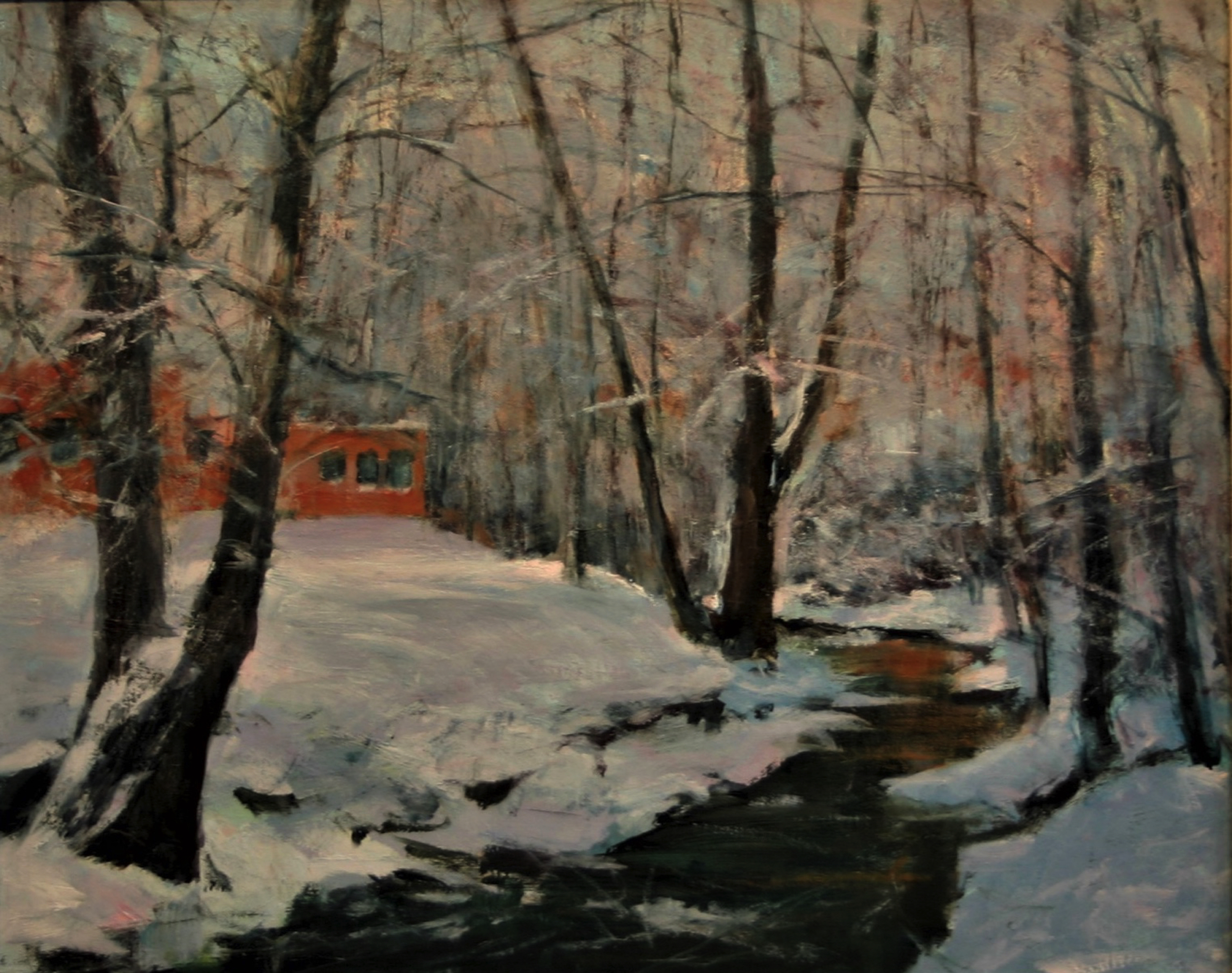 10. Michael Gault, "Winter Stream in Sante Fe," 2023, oil, 16 x 20 in., Available from artist, Plein air and studio