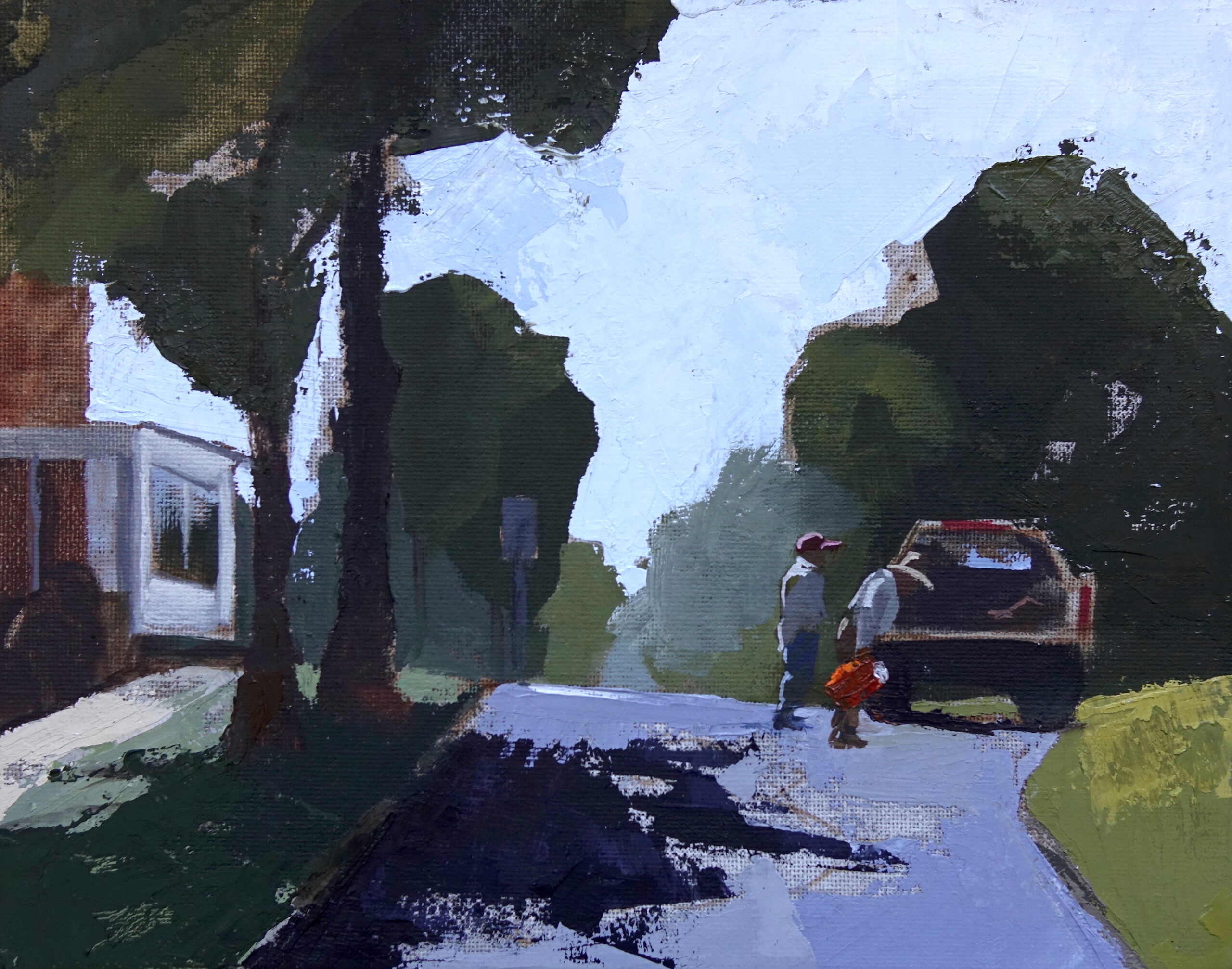 Emma Kalff, “Lunch Break,” oil on panel, 8 x 10 in., private collection