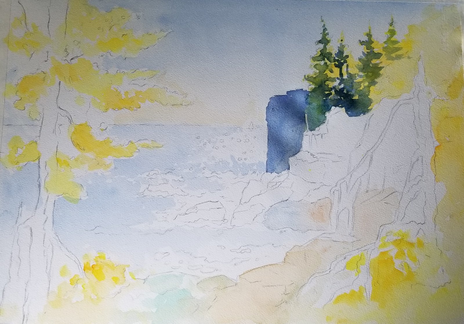 Step 3 - painting with watercolor