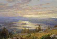 William Trost Richards, "Lake Squam From Red Hill," 1874, watercolor, gouache, and graphite on light gray-green wove paper, 8 7/8 x 13 9/16 in., Metropolitan Museum of Art, Gift of The Reverend E. L. Magoon, D.D., 1880