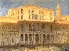 John Paul Marcelo, “Golden Hour, Venice,” 2019, oil, 9 x 12 in., Available from artist, Plein air