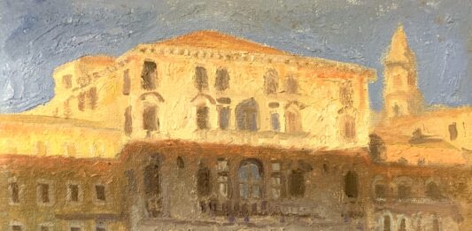 John Paul Marcelo, “Golden Hour, Venice,” 2019, oil, 9 x 12 in., Available from artist, Plein air