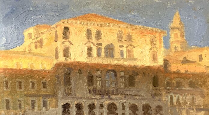 John Paul Marcelo, “Golden Hour, Venice,” 2019, oil, 9 x 12 in., Available from artist, Plein air