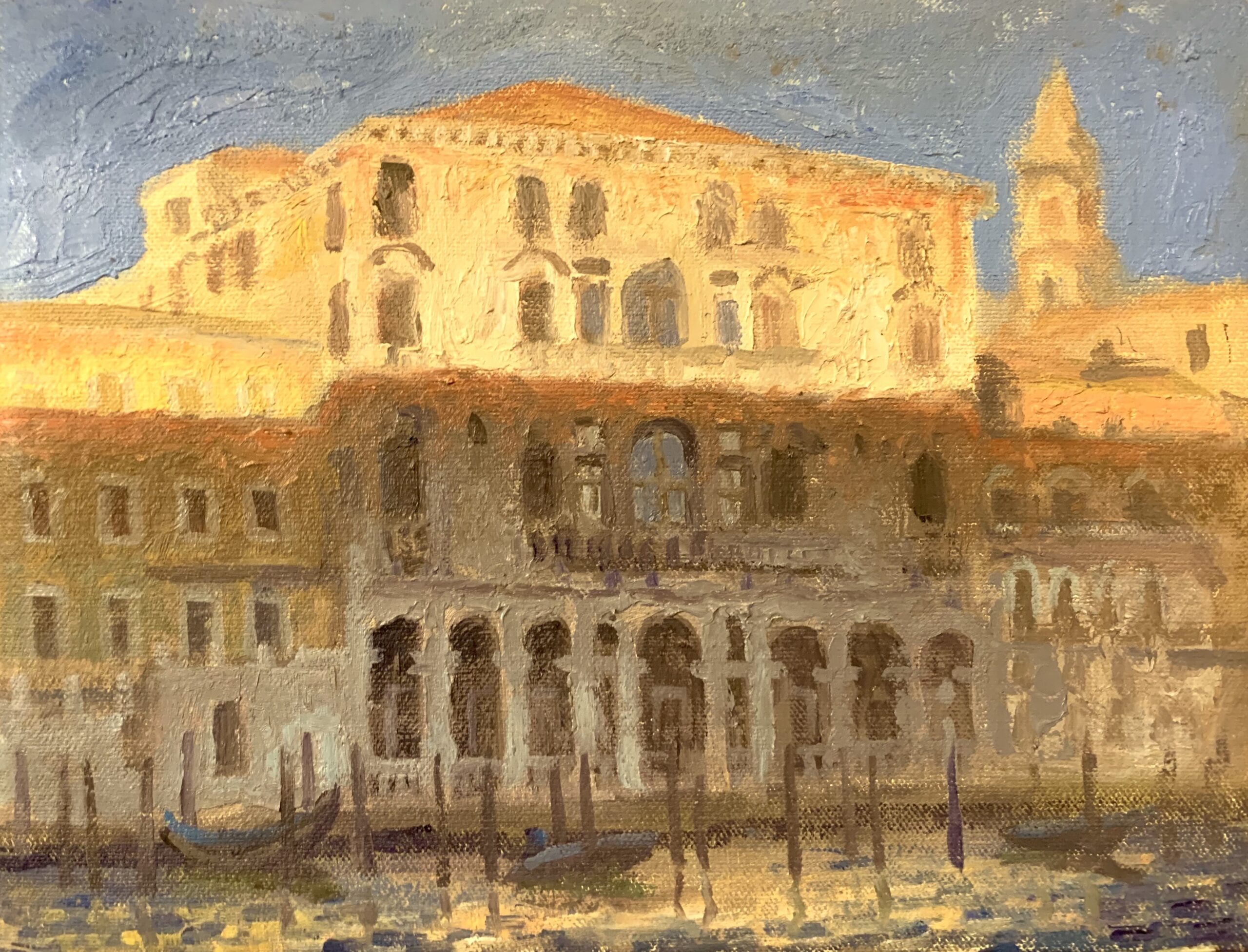 John Paul Marcelo, “Golden Hour, Venice,” 2019, oil, 9 x 12 in., Available from artist, Plein air