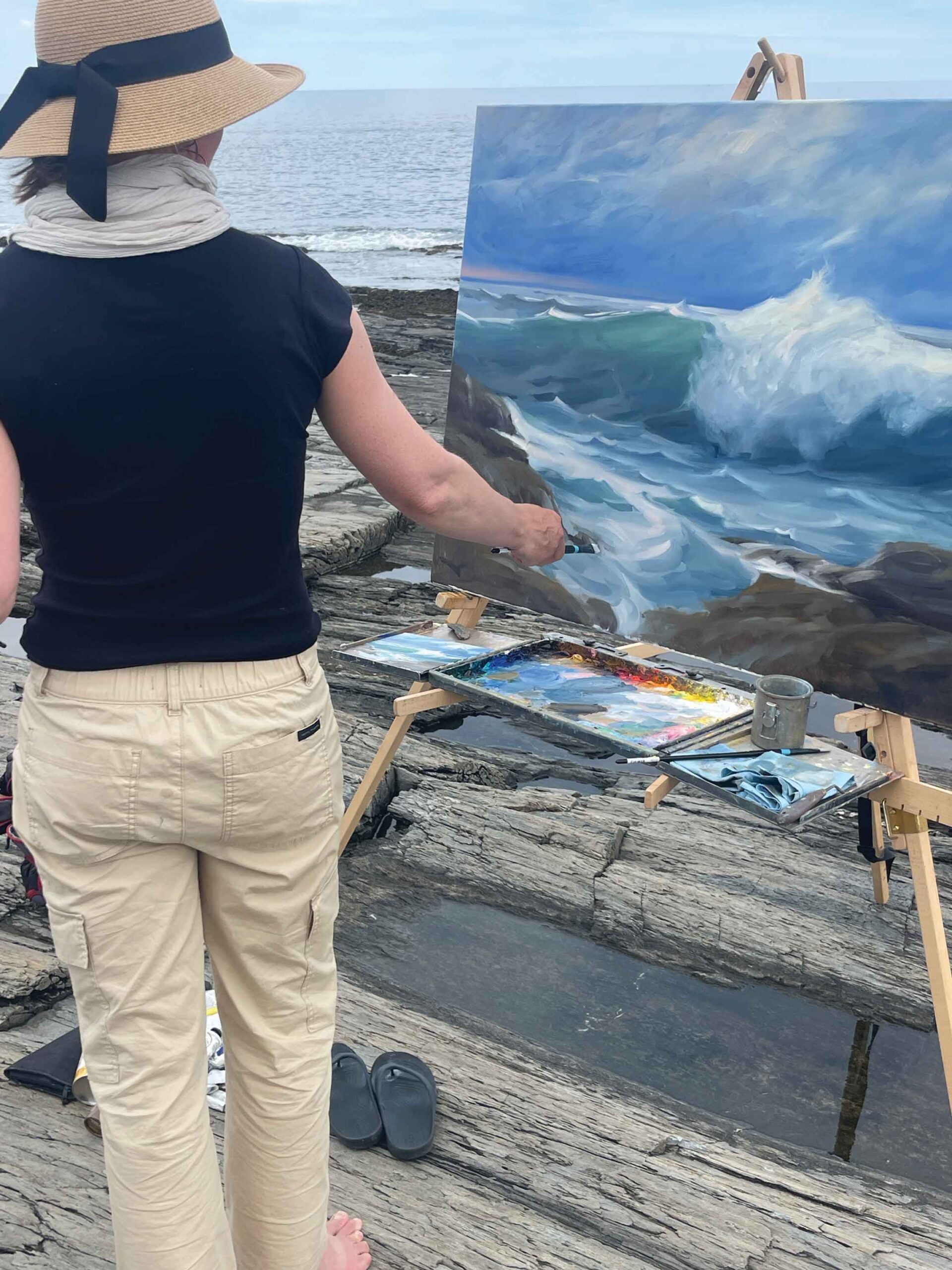 Olena Babek paints on location in Cape Elizabeth, Maine