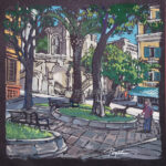Can You Use Gouache on Black Paper? Jan Poynter, "Bastion-Calgliari / Sardinia," gouache, 7.5 x 7.5 in.