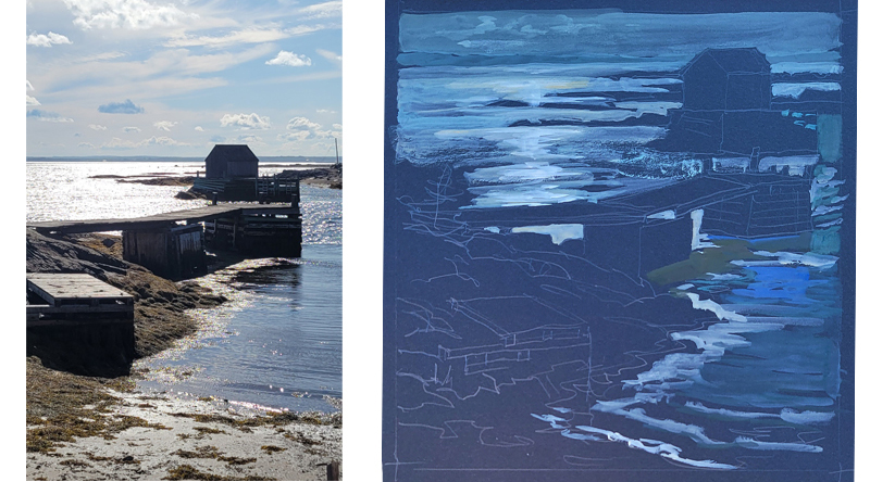 Starting with 2B pencil line layout. Highlights to catch the changing of the dramatic sparkle, reflections, or sky conditions.