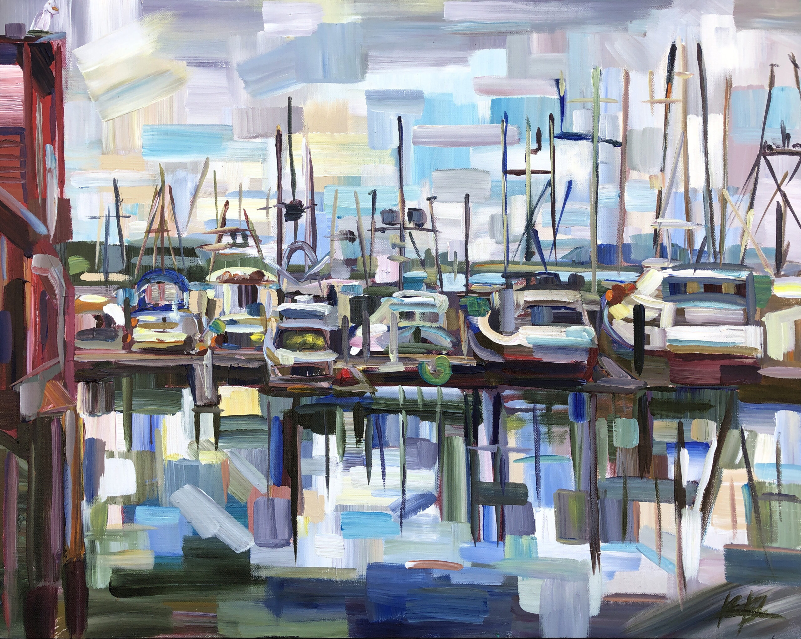 Painting with acrylic - Brooke Borcherding, "Catchers in Waiting," 2019, acrylic, 24 x 30 in., Available from Cole Gallery, WA, Plein air