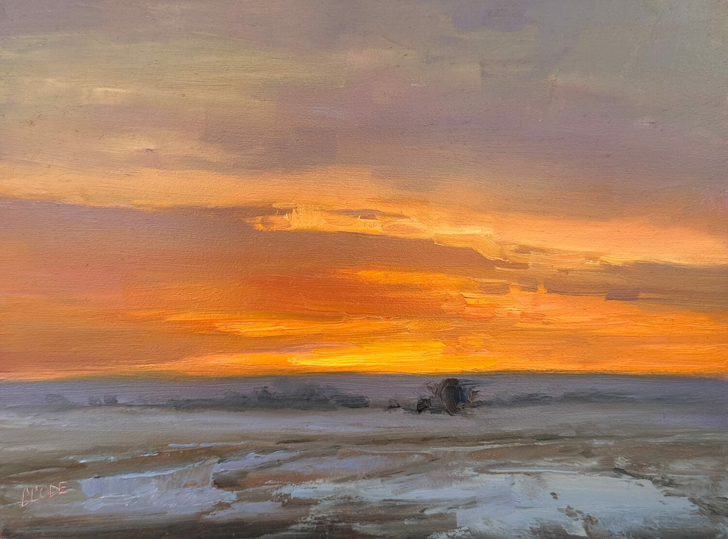 PleinAir Salon - Christine Code (Canada), “Frosting in the Field,” Oil, 6x8 in.