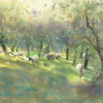 The Roles Trees Play Painting trees - Keiko Tanabe, "Time to Go Home," 2024, watercolor, 14 x 21 in., Available from artist, Studio