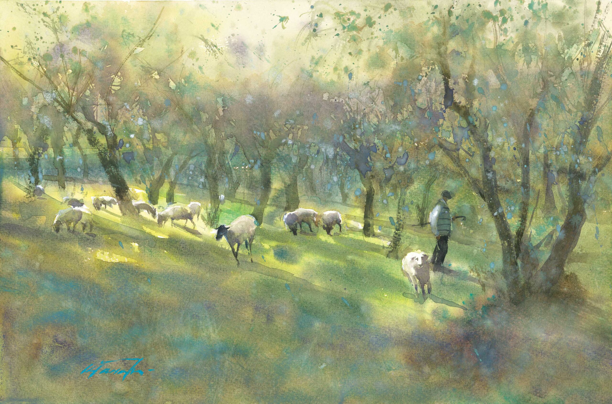 Keiko Tanabe, "Time to Go Home," 2024, watercolor, 14 x 21 in., Available from artist, Studio