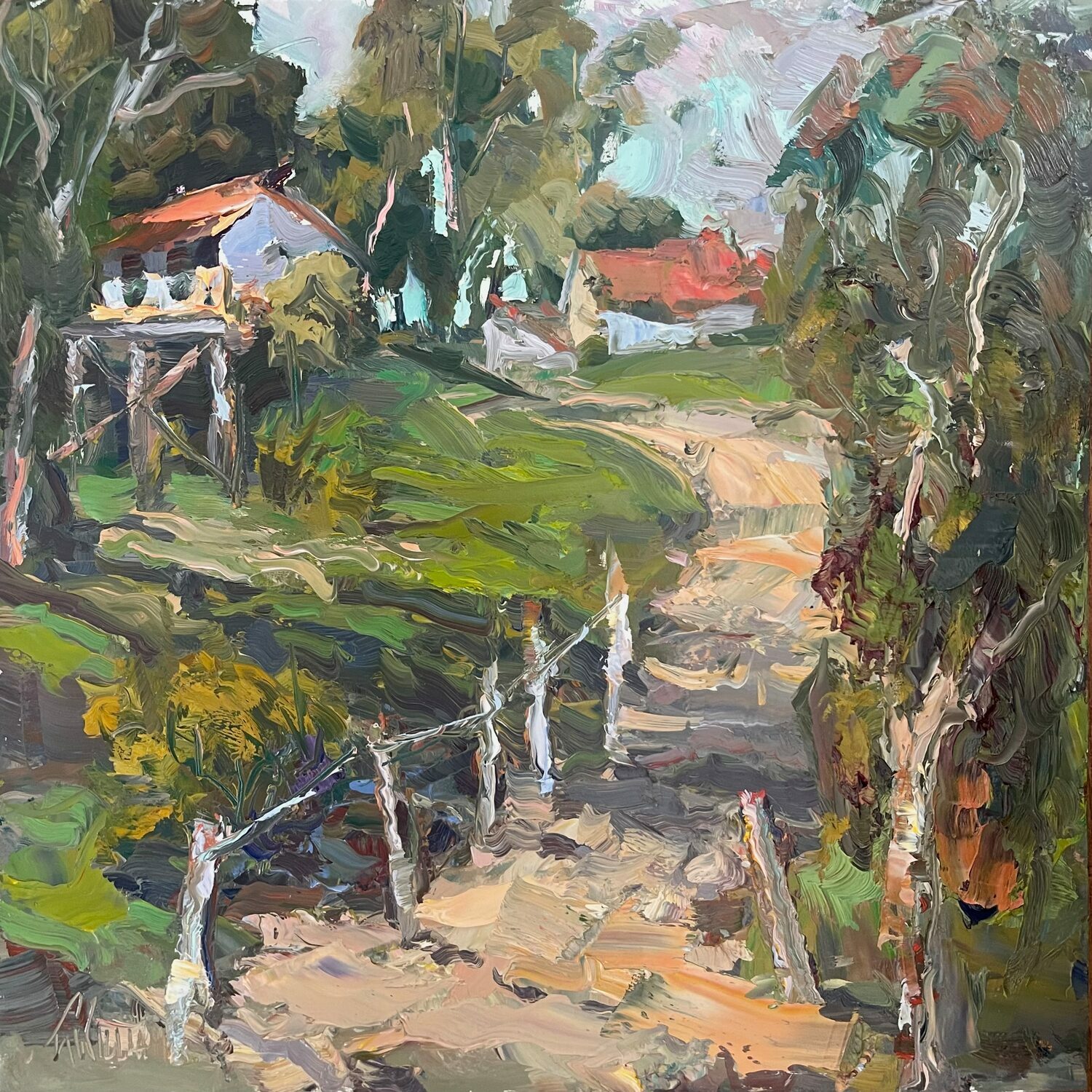 Best Plein Air Landscape: Toni Williams, “Olivenhain,” Oil, 12x12 in.